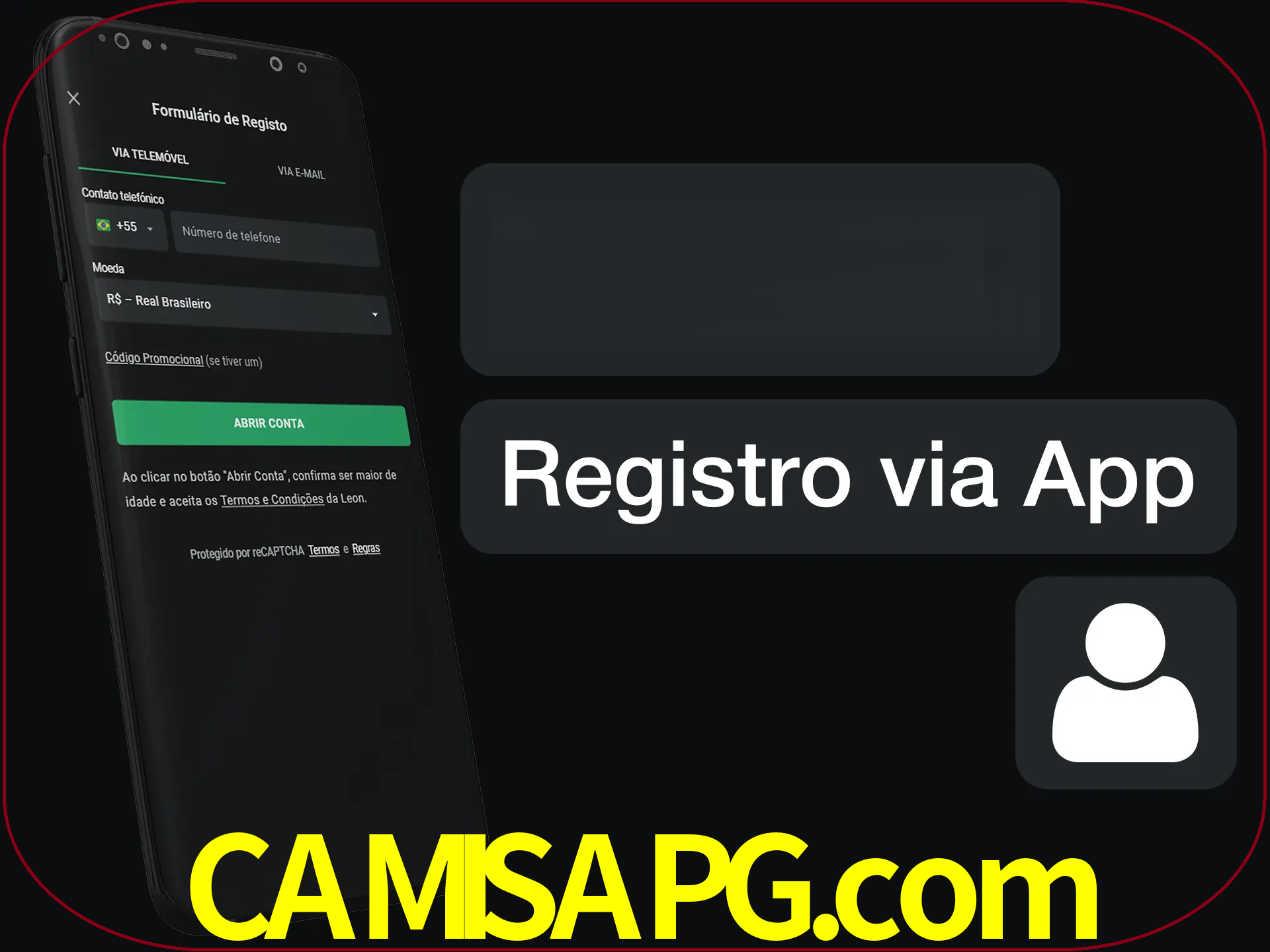 Registre-se com duas etapas usando o aplicativo.